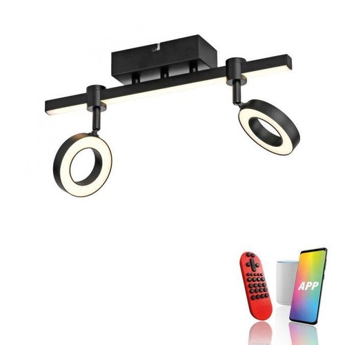 Bodová - LD 12075-18 LED stropní svítidlo černé Smarthome stmívatelné dálkový ovladač s aplikací Tuya RGB/2700-5000K - JUST LIGHT - foto 1