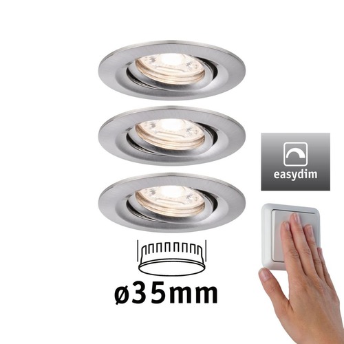 Koupelnová - P 92973 LED vestavné svítidlo Nova mini Plus EasyDim výklopné 3x4,2W 2.700K kov kartáčovaný 230V - PAULMANN - foto 1