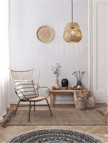 Dekorativní - NV 9586500 Závěsné svítidlo MARLO přírodní ratan černý kabel E27 1x12W 230V IP20 bez žárovky - NOVA LUCE - foto 1