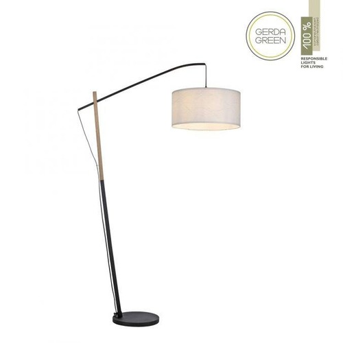 Stojací lampy - LD 14185-16 GREEN SOFI LED stojací svítidlo černé s imitací dřeva šňůrový vypínač nadčasový design - LEUCHTEN DIREKT / JUST LIGHT - foto 1