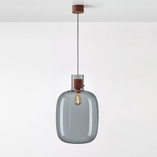 Dekorativní - BRO PC01130_004 Závěsné svítidlo AWA LARGE 37cm šedá kouřová / měď / kabel černý - BROKIS A - foto 1
