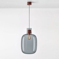 Dekorativní - BRO PC01130_004 Závěsné svítidlo AWA LARGE 37cm šedá kouřová / měď / kabel černý - BROKIS A