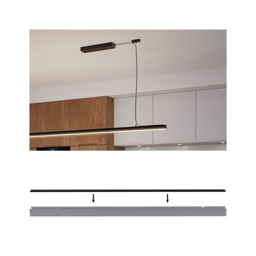 Liniové LINION - P 98208 Linion příslušenství rovný kryt černá mat 1000x36mm - PAULMANN - foto 1