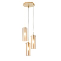 Dekorativní - FAN I-MAGIC-S3-ORO Závěsné svítidlo Magic, zlatá/jantar, 3 x E27, 27,3 x 27,3 x 150 cm - FANEUROPE