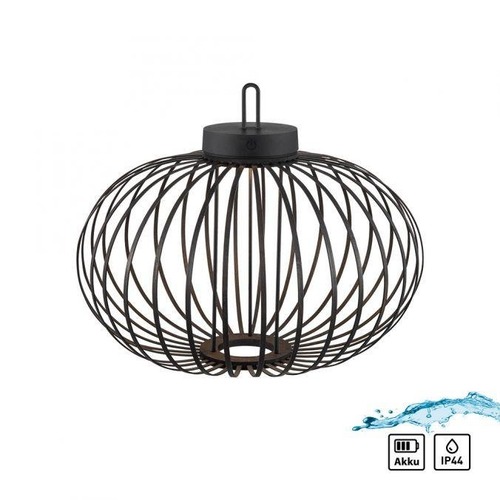 Na stůl - LD 19305-18 AKUBA LED stolní lampa průměr 46cm černá na baterie USB IP44 stmívatelné dotykem 2700K - JUST LIGHT - foto 1