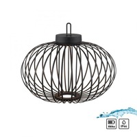 Na stůl - LD 19305-18 AKUBA LED stolní lampa průměr 46cm černá na baterie USB IP44 stmívatelné dotykem 2700K - JUST LIGHT