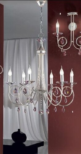 Vícečetná - OR LU 1670/6 STŘÍBR Závěsné svítidlo matné stříbro, Swarovski závěsy, průměr 74 cm - ORION - foto 1