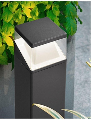 Sloupková - NV 813104 Venkovní sloupkové svítidlo LOCK hliník tmavě šedá bílý a čirý akrylový difuzor LED 12W 220-240V 45st. IP54 3000K nebo 4000K - NOVA LUCE - foto 1