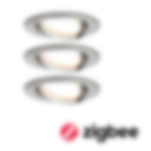 Kruhová - P 5141 Smart Home Zigbee set Smart Home Zigbee 3.0 vestavné svítidlo Nova Coin + Zigbee Cephei výklopné kruhové 84mm 50° Coin 3x6W 230V 2700K kov kartáčovaný - PAULMANN - foto 1