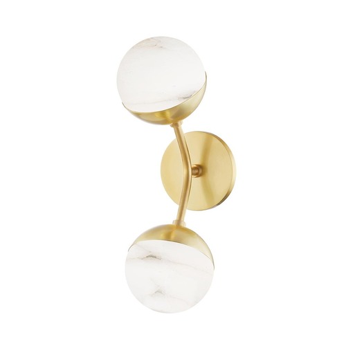 Dekorativní - HVLG 2832-AGB-CE Nástěnné svítidlo SARATOGA ocel/alabastr staromosaz/bílá G9 2x4W - HUDSON VALLEY - foto 1