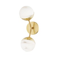 Dekorativní - HVLG 2832-AGB-CE Nástěnné svítidlo SARATOGA ocel/alabastr staromosaz/bílá G9 2x4W - HUDSON VALLEY