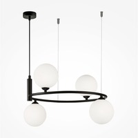 Kruhová - M MOD013PL-04B Závěsné svítidlo Ring 4xG9 100W bílá matné sklo/černý kov - MAYTONI