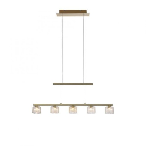 Podélná - PN 2209-60 HYDRA LED závěsné svítidlo, 5 ramenné, matná mosaz, nastavitelná výška, nad jídelní stůl 3000K - PAUL NEUHAUS - foto 1