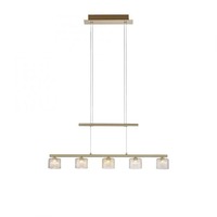 Podélná - PN 2209-60 HYDRA LED závěsné svítidlo, 5 ramenné, matná mosaz, nastavitelná výška, nad jídelní stůl 3000K - PAUL NEUHAUS