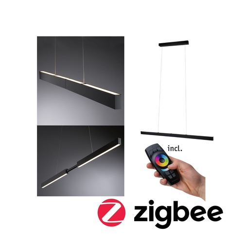 Podélná - P 79888 LED závěsné svítidlo Smart Home Zigbee Aptare 2700K / 2x18 / 1x18W černá stmívatelné - PAULMANN - foto 1