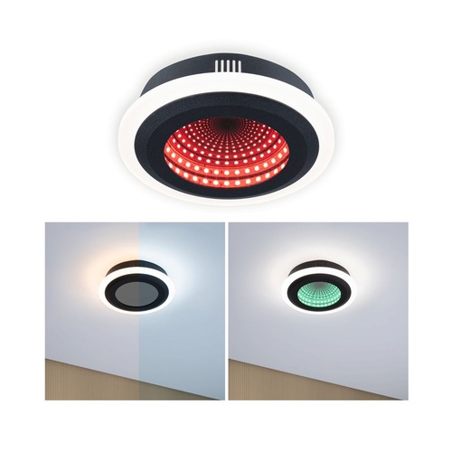Kruhová - P 71037 LED stropní svítidlo Spaceglow RGB+ 230V 14W černá mat - PAULMANN - foto 1