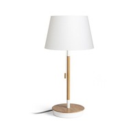 Stolní lampy dekorační - RED R14038 KEITH/ALVIS 24 stolní s USB krémově bílá buk 230V E27 7W - RED - DESIGN RENDL