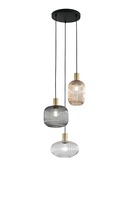 Vícečetná - FAN I-EGADI-S3 Závěsné svítidlo Egadi (3 x E27) černá konstrukce, kouřové/jantarové/průhledné sklo - FANEUROPE