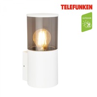 Nástěnná - TF 322206TF TELEFUNKEN venkovní nástěnné svítidlo, voděodolné a prachotěsné, kouřové sklo, E27 patice, bílé - BRILONER