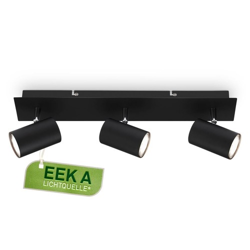 Bodová - BRILO 2840035 Isil A LED stropní bodové svítidlo, energetická třída A, 3-ramenné, 50.000h životnost, nastavitelné, černé - BRILO - foto 1