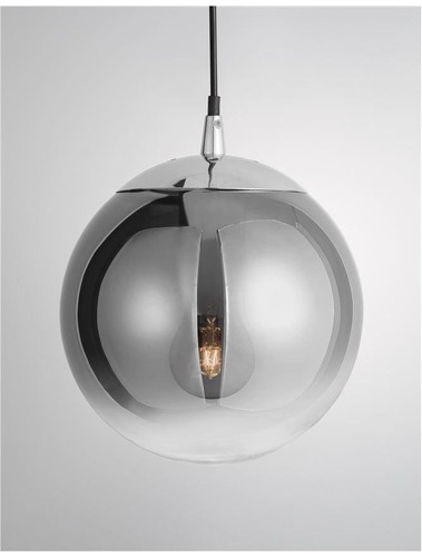 Dekorativní - NV 9080200 Závěsné svítidlo LAZIONE kouřové sklo s přechodem chromovaný hliník E27 1x12W 230V IP20 bez žárovky - NOVA LUCE - foto 1