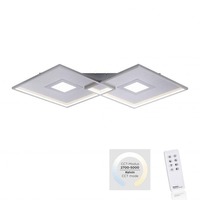 Hranatá - PN 8378-55 AMARA LED stropní svítidlo v barvě oceli moderní design s funkcí stmívání a dálkovým ovladačem 2700-5000K - PAUL NEUHAUS