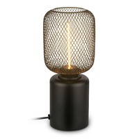 Akční zboží - BRILO 7583015 BRILONER Rist stolní lampička - s vypínačem, drátěné pletivo, E27 patice, černá 7583015