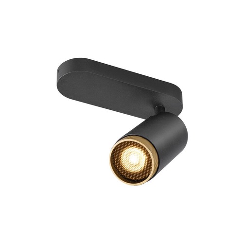 Bodová - LA 1009093 GRIP! L SPOT CL, single, QPAR51, stropní svítidlo pro povrchovou montáž, válcové, 1 x max. 6 W, černá / zlatá barva - BIG WHITE (SLV) - foto 1