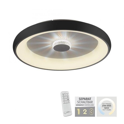 Kruhová - LD 14386-18 VERTIGO LED stropní svítidlo černá 61x61 kruhové křišťálový efekt stmívatelné CCT 2700-5000K - LEUCHTEN DIREKT / JUST LIGHT - foto 1