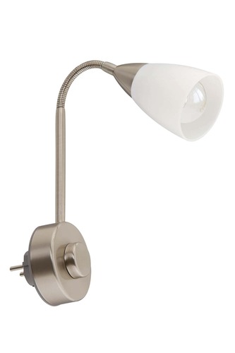 S ramenem - BRI 2491-012P Flexibilní svítidlo do zásuvky 23,5 cm E14 25W matný nikl - BRILONER - foto 1