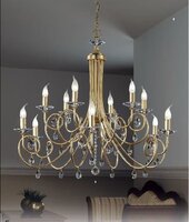 Vícečetná - OR LU 1670/6+6 ZLAT Závěsné svítidlo matné zlato, Swarovski závěsy, průměr 106 cm - ORION