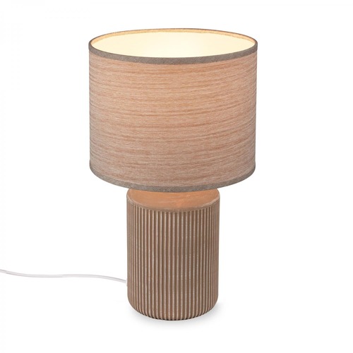 Stolní lampy dekorační - BRILO 7539011 BRILONER Ino stolní lampička, látkové stínidlo, keramický podstavec, 22x37,5 cm (DxH), hnědé 7539011 - foto 1