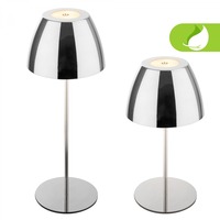Stolní lampy dekorační - BRILO 7522118 Serina LED bezdrátová stolní lampička IP44, stmívatelná, dotykový vypínač, chrom - BRILO