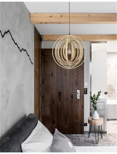 Koule - NV 9138062 Závěsné svítidlo ASCO přírodní dřevo hnědý textilní kabel E27 1x12W 230V IP20 bez žárovky - NOVA LUCE - foto 1