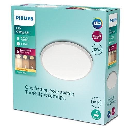 Kruhová - PH 8719514326866 LED Koupelnové stropní svítidlo Philips Cavanal 8719514326866 12W 1200lm 2700K IP44 25cm bílé, 3-krokové stmívání - PHILIPS (929002668201) - foto 1