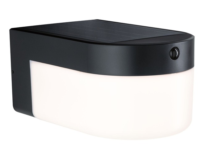 Nástěnná - P 95747 Hybrid LED venkovní nástěnné svítidlo Calyne domovní 230V + solární IP44 hranaté 145x229mm 3000K 2,3W 230V černá - PAULMANN - foto 1