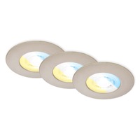 Kruhová - BRI 7605032 3ks sada CCT vestavné svítidlo, 9 cm, 4,9W, 580lm matný nikl - BRILONER