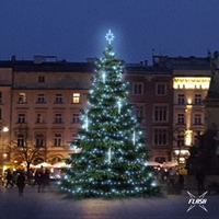 SADY na stromy - DLED TFS3031 LED světelná sada na stromy vysoké 9-11m, ledová bílá s Flash, s padajícím sněhem