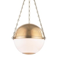 Koule - HVLG MDS751-AGB-CE Závěsné svítidlo SPHERE NO. 2 mosaz/sklo staromosaz/opál E27 3x40W - HUDSON VALLEY