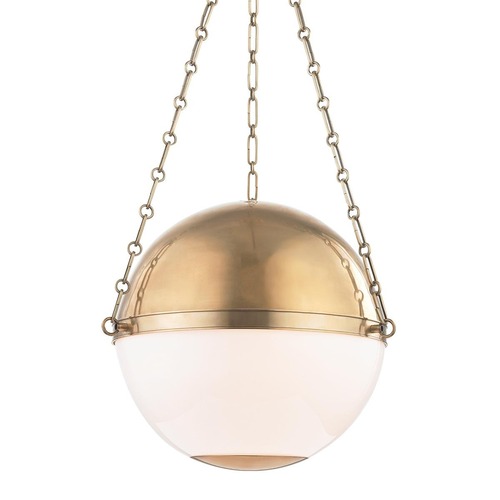 Koule - HVLG MDS751-AGB-CE Závěsné svítidlo SPHERE NO. 2 mosaz/sklo staromosaz/opál E27 3x40W - HUDSON VALLEY - foto 1