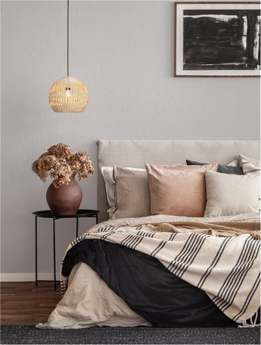 Dekorativní - NV 9586503 Závěsné svítidlo MARLO přírodní ratan černý kabel E27 1x12W 230V IP20 bez žárovky - NOVA LUCE - foto 1