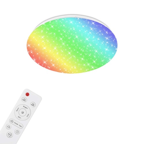 Kruhová - BRILO 3067-016 Hvězdné nebe CCT RGB LED stropní svítidlo, pr. 33 cm, 21 W, 2200 lm, bílé - BRILO - foto 1