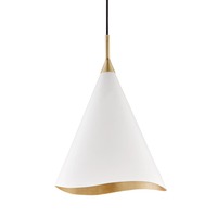 Kónická - HVLG 9613-GL/WHT-CE Závěsné svítidlo MARTINI ocel/hliník zlatá/bílá E27 1x13W - HUDSON VALLEY