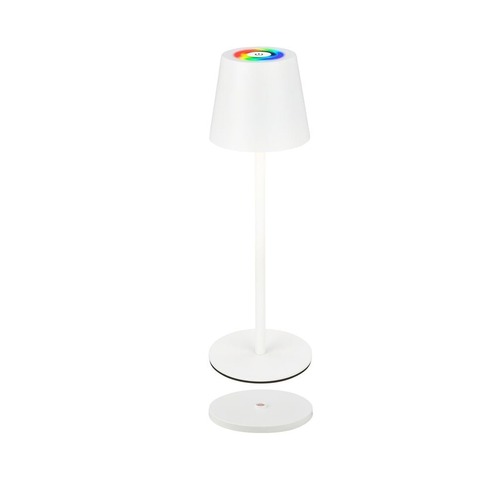 Stolní lampy dekorační - BRILO 7517016 Cilano RGBW stolní bezdrátová lampa IP44, stmívatelná, vč. nabíjecí základny, bílá - BRILO - foto 1