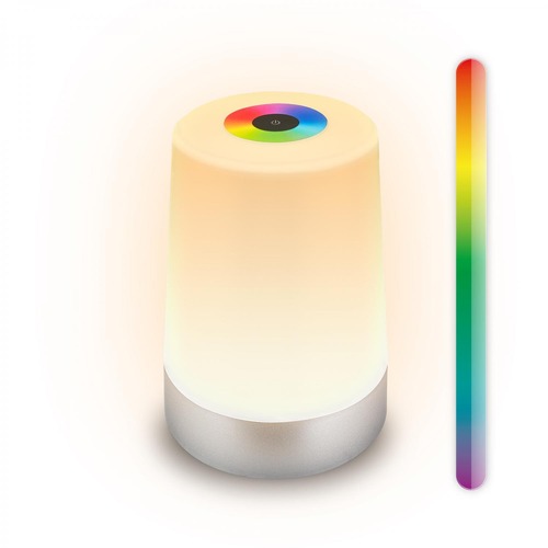 Stolní lampy dekorační - BRILO 7554014 BRILONER Nubsi stolní lampička - 2,8W, 280lm, nabíjecí, LED, stmívatelné, RGB+W, matný chrom 7554014 - foto 1