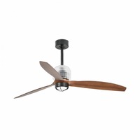 Ventilátory - FARO 33395D-10 DECO FAN M LED, černá/dřevo, stropní LED ventilátor s DC motorem - FARO