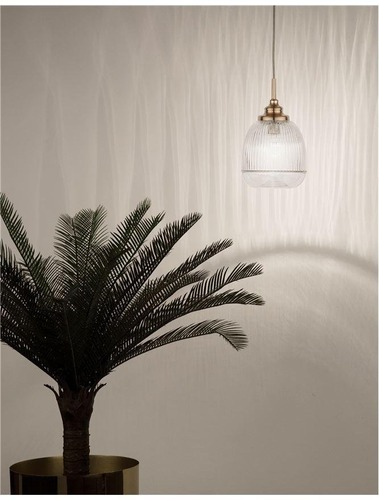 Dekorativní - NV 9738210 Závěsné svítidlo MOND saténový zlatý kov čiré sklo E14 1x5W 230V IP20 bez žárovky - NOVA LUCE - foto 1