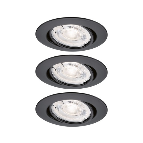 Kruhová - P 94954 LED vestavné svítidlo Base GU10 Flat výklopné 3x4,9W 230V stmívatelné 2700K černá mat - PAULMANN - foto 1