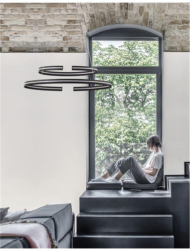 Kruhová - NV 9392012 Závěsné svítidlo TORRENTE černý hliník a akryl nastavitelné LED 93W 230V 3000K IP20 stmívatelné - NOVA LUCE - foto 1