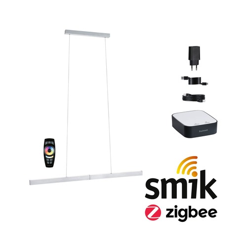 Podélná - P 5169 Startovací sada Zigbee 3.0 Smart Home smik Gateway dálkový ovladač + LED závěsné svítidlo Aptare 2700K 18W bílá/antracit stmívatelné - PAULMANN - foto 1